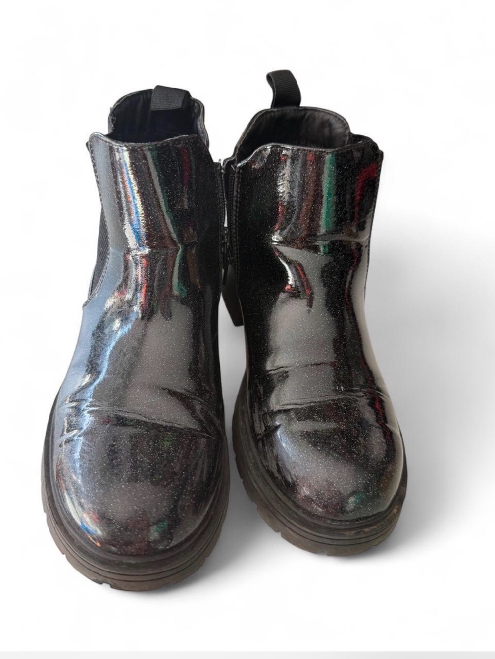 Kids Sparkle Black Chelsea Boots